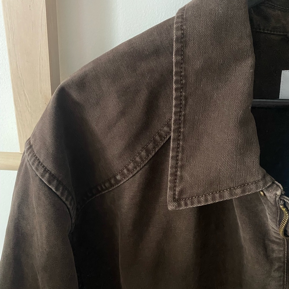 Women's Brown Utility Jacket - Casual Coat - Picture 6 of 14